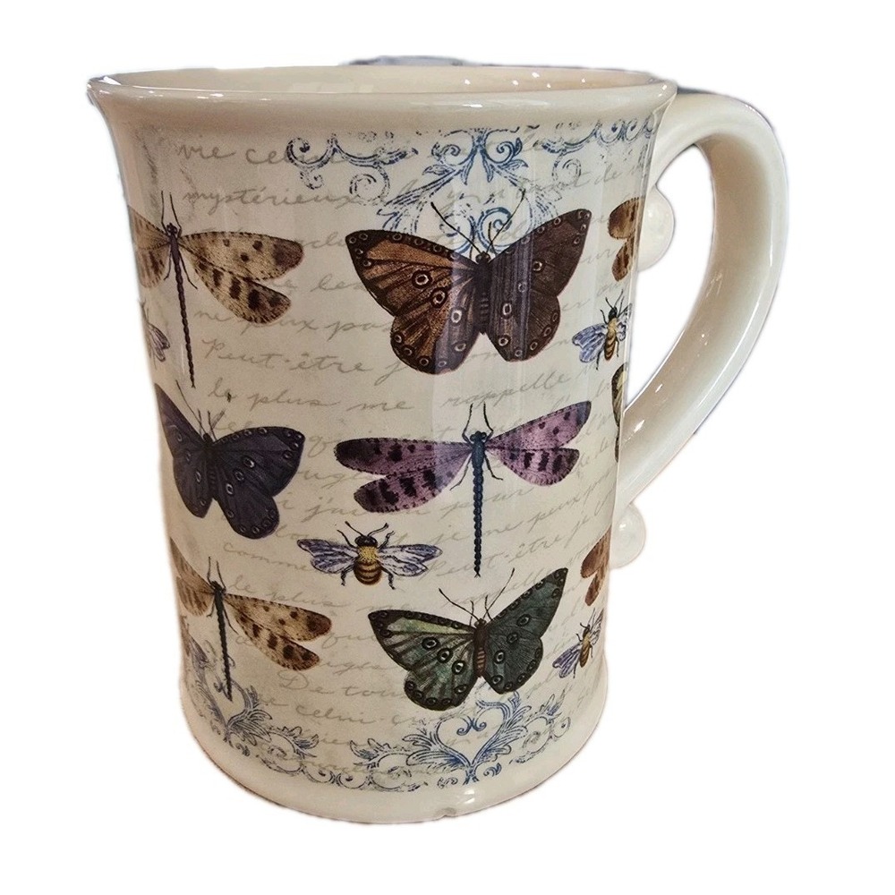 VTG-Style Cracker Barrel Entomology Mug Butterflies Bees & Dragonflies 14 Ounces